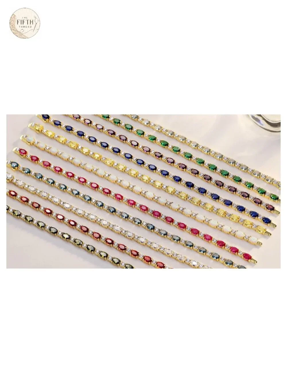 14K Gold Plated Silver Birthstone Tennis Bracelet for Women 7